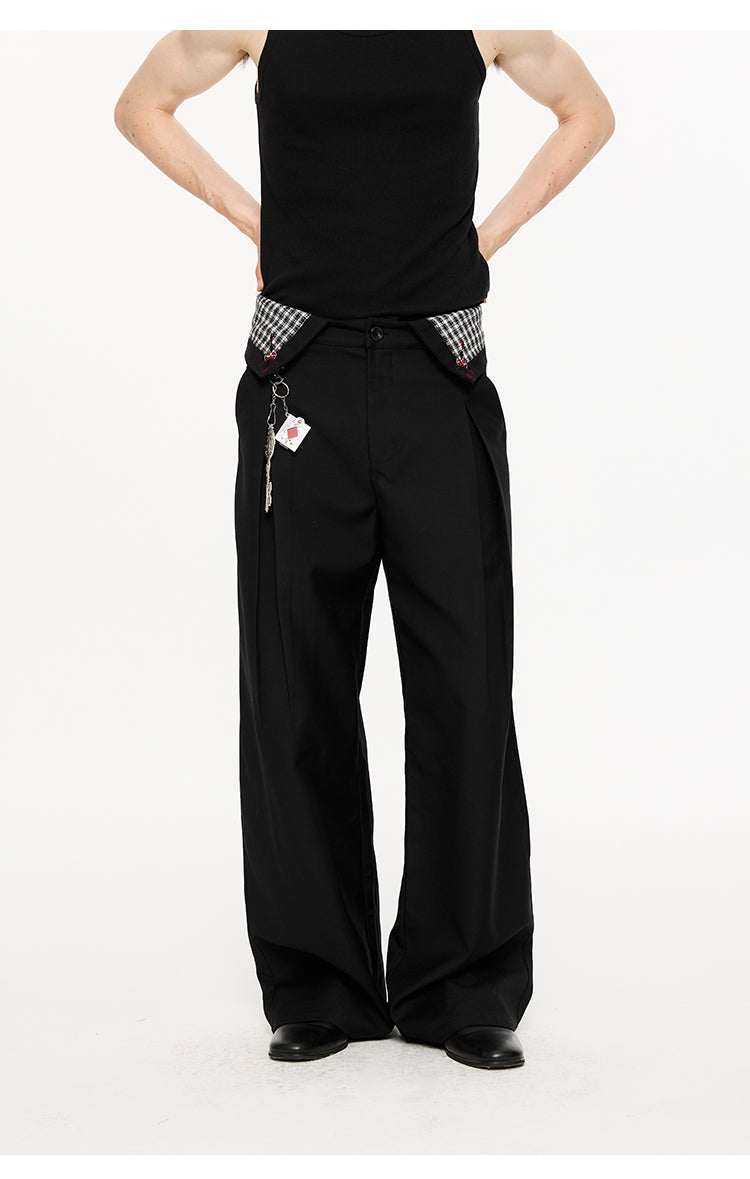 Pleated Houndstooth Casual Pants