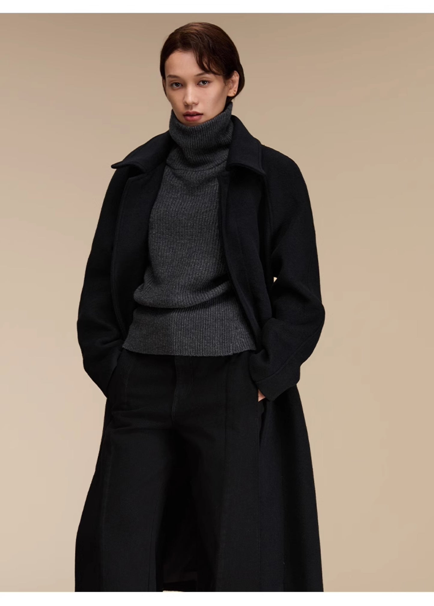 Back slit casual wool coat