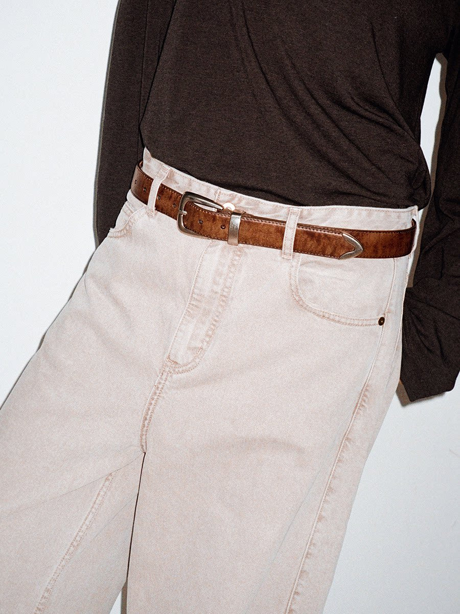 Antique Matte Silver Buckle Belt