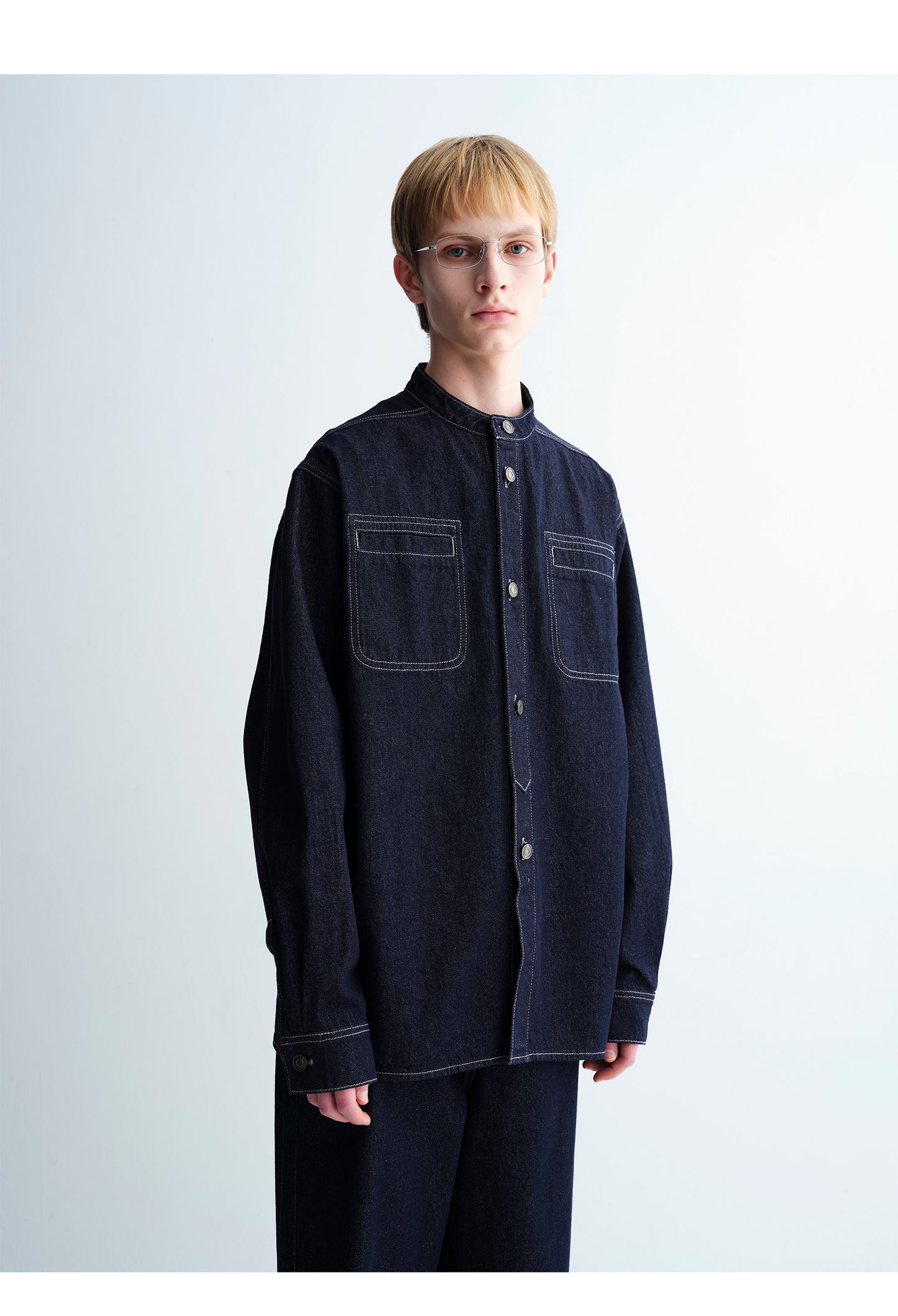 Henry Collar Double Pocket Shirt