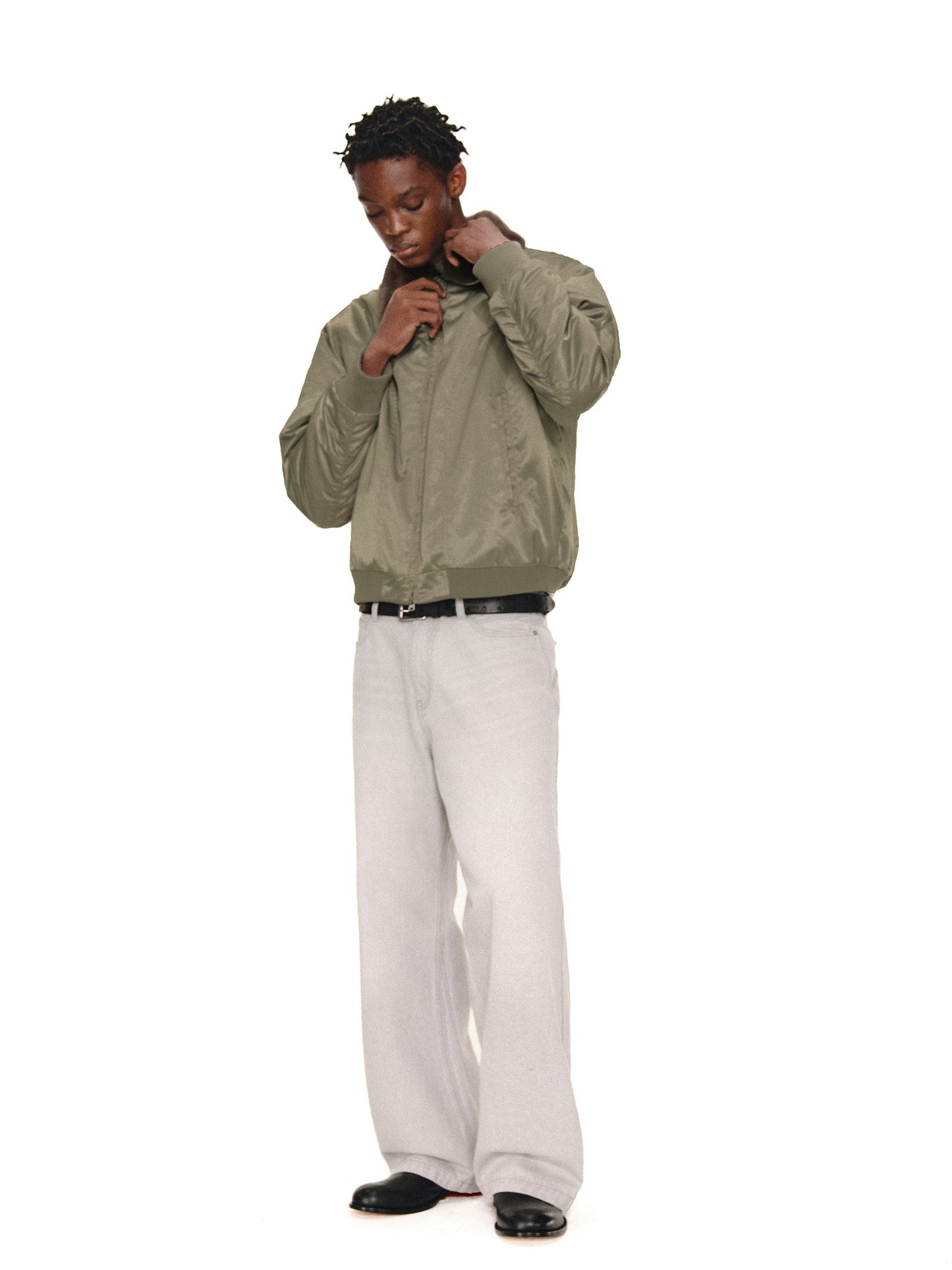 Contrast Fur Collar Bomber Jacket