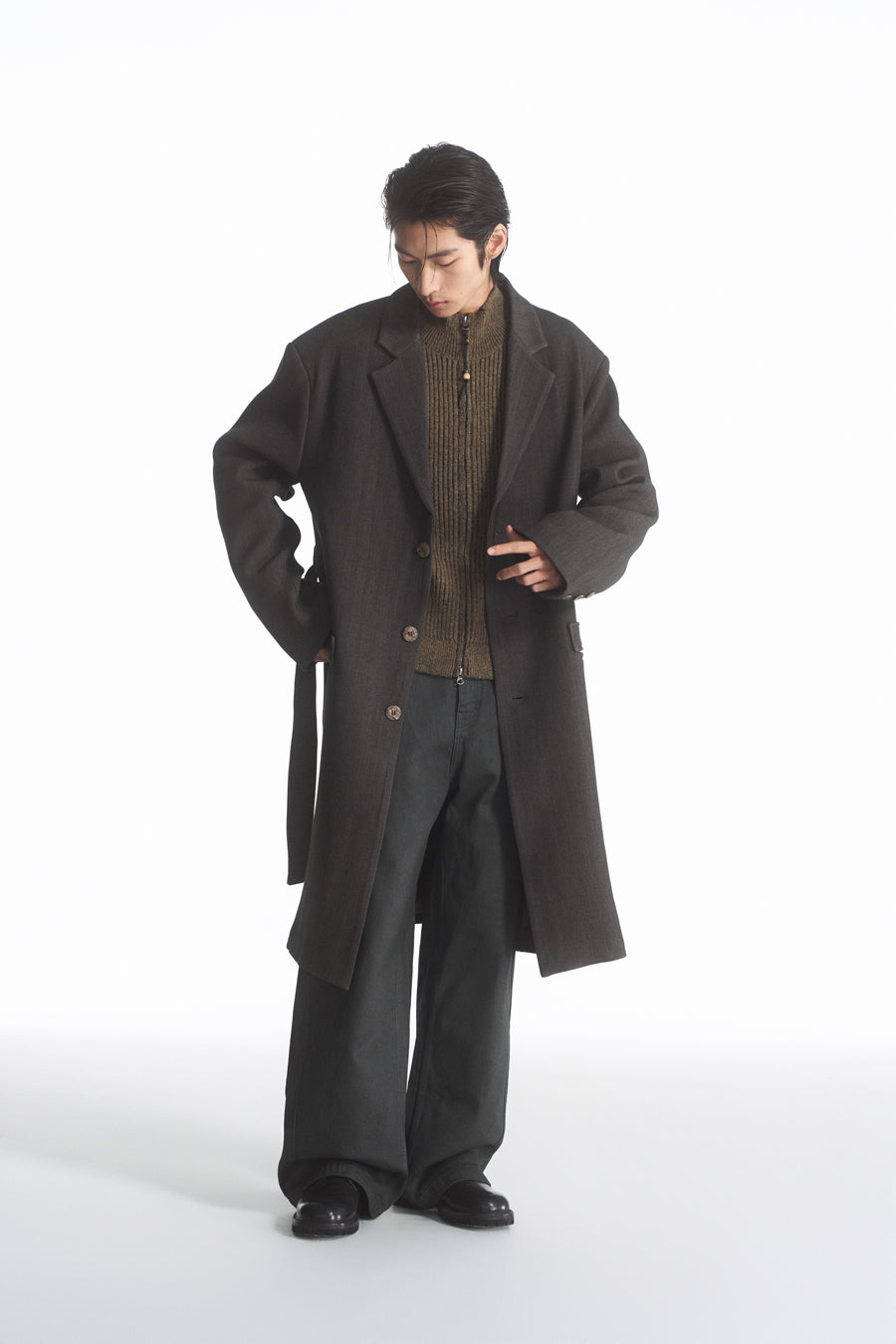 PU coated straight jeans