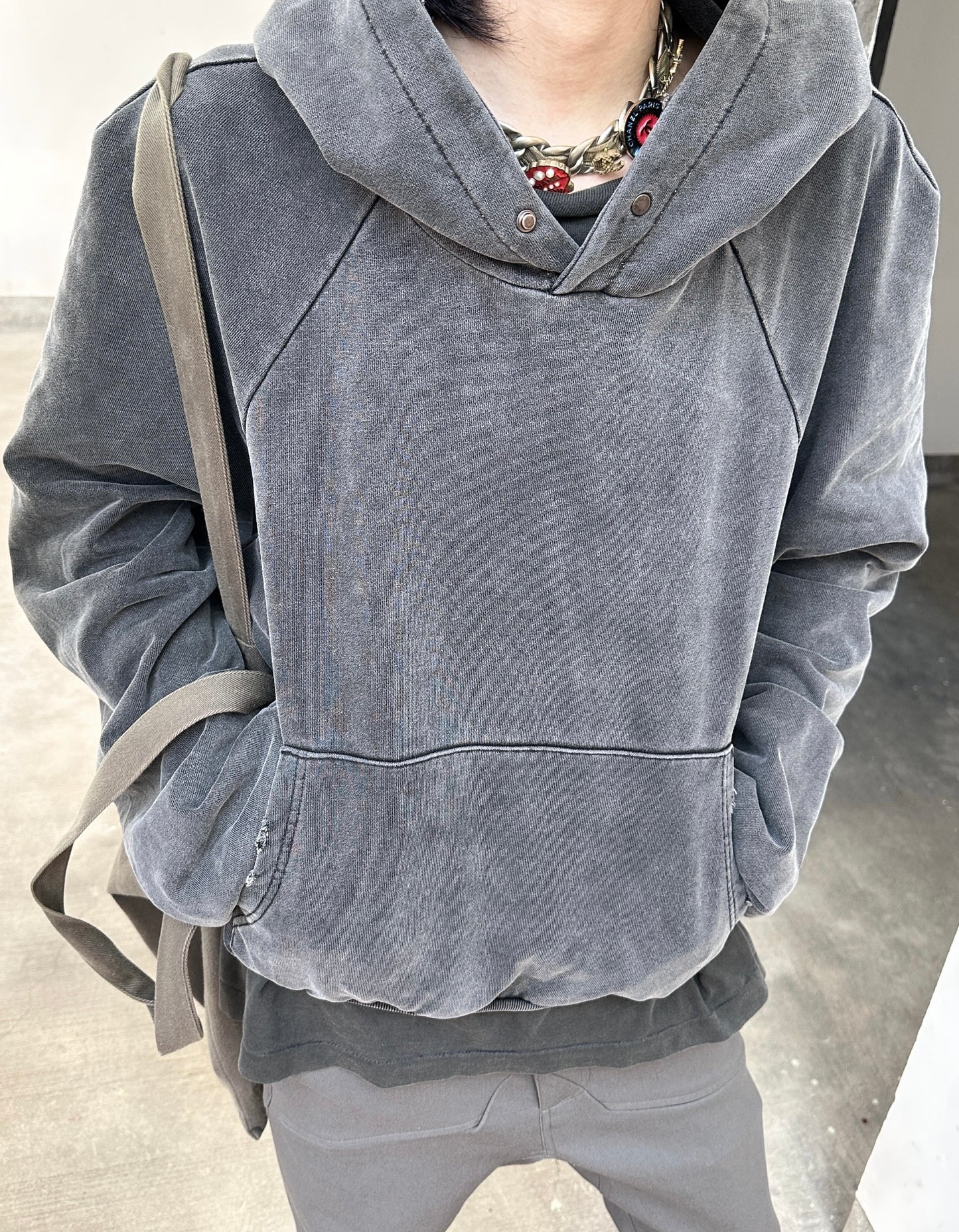 Short Wide Pullover Hoodie