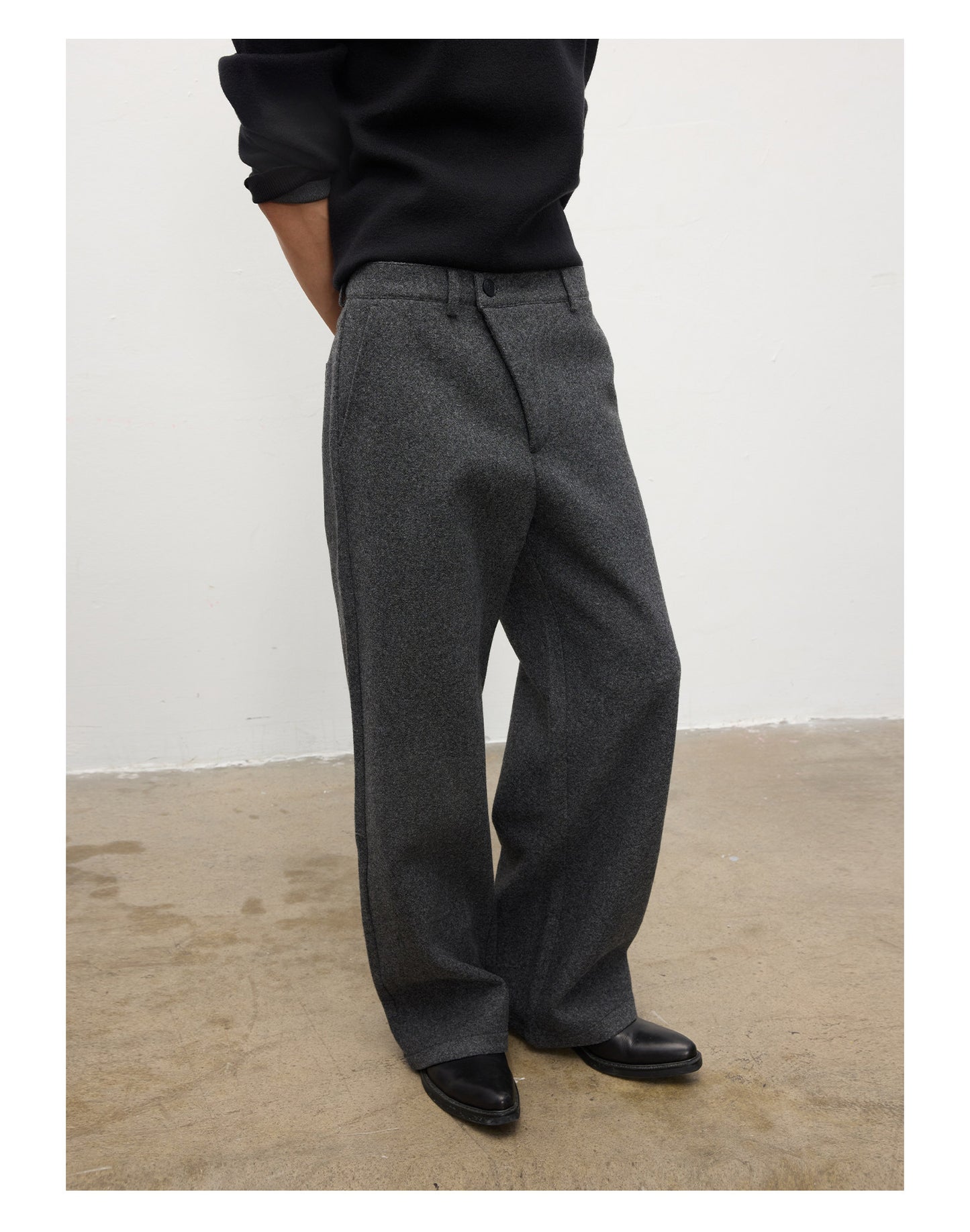 Diagonal Placket Casual Pants