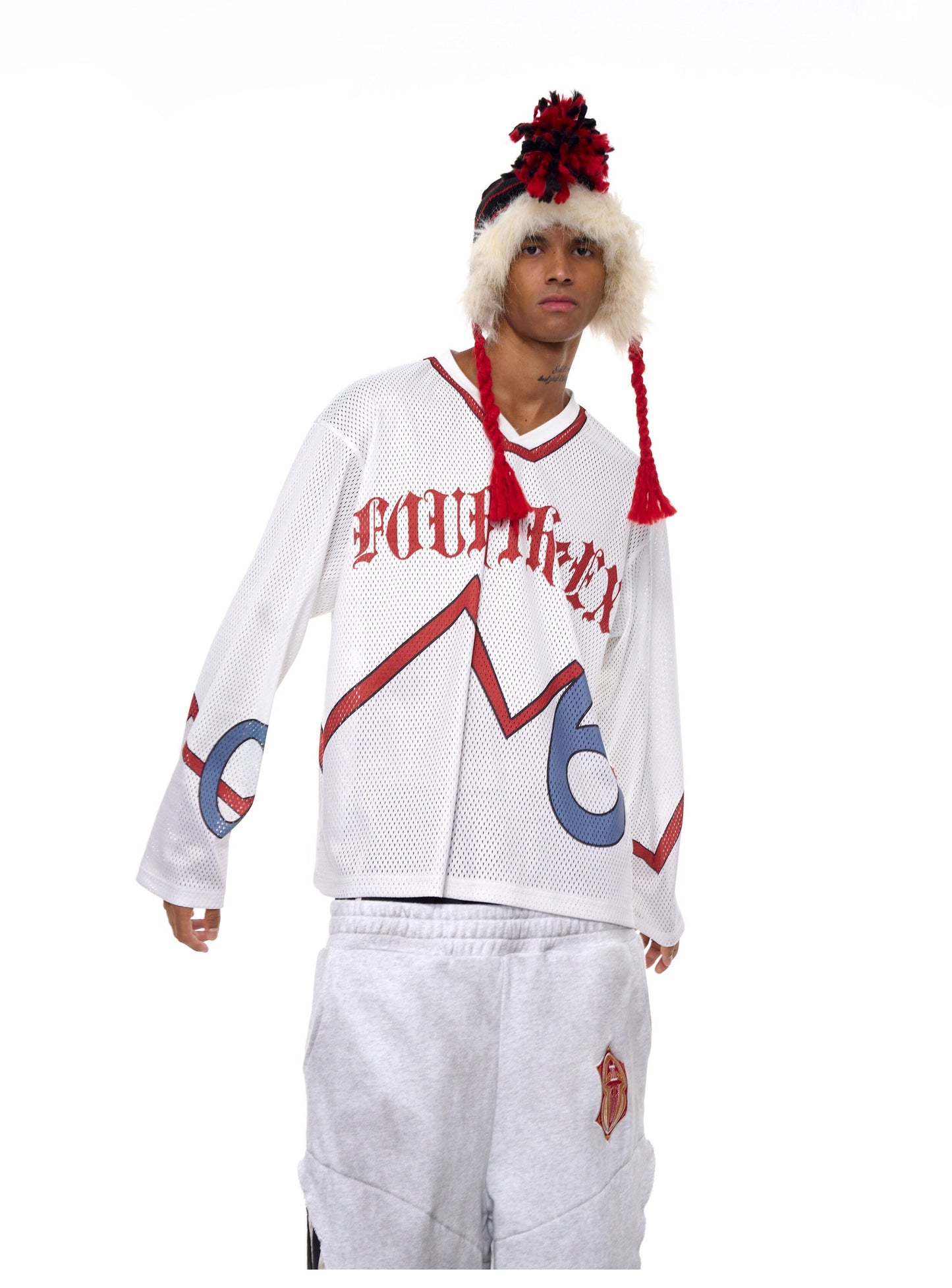 Mesh V-Neck Jersey T-Shirt