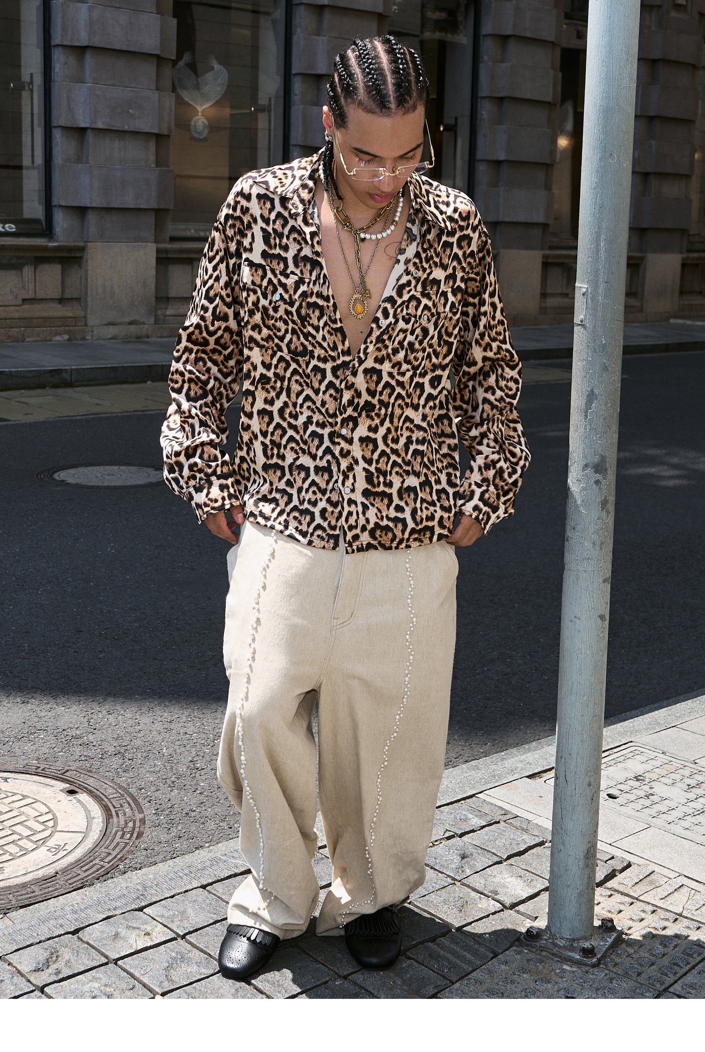 Baggy Straight Wide-Leg Pants