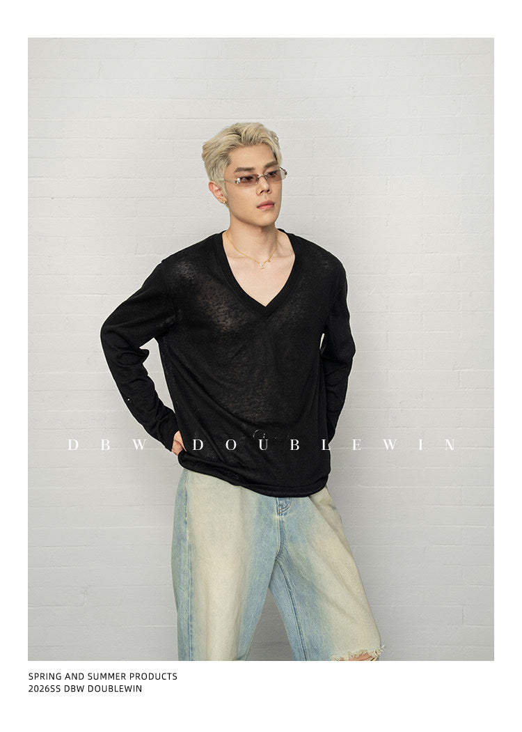 Breathable V-neck T-shirt