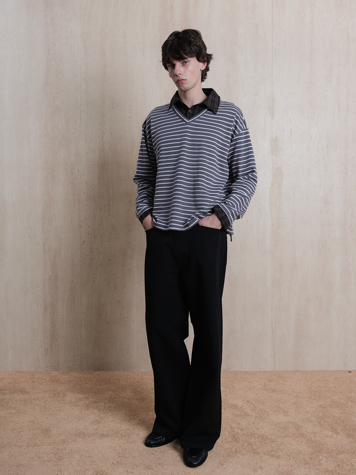 Washed and Distressed Finish Casual Pants