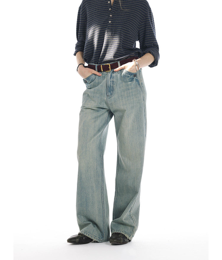 Whisker-Washed Denim Pants