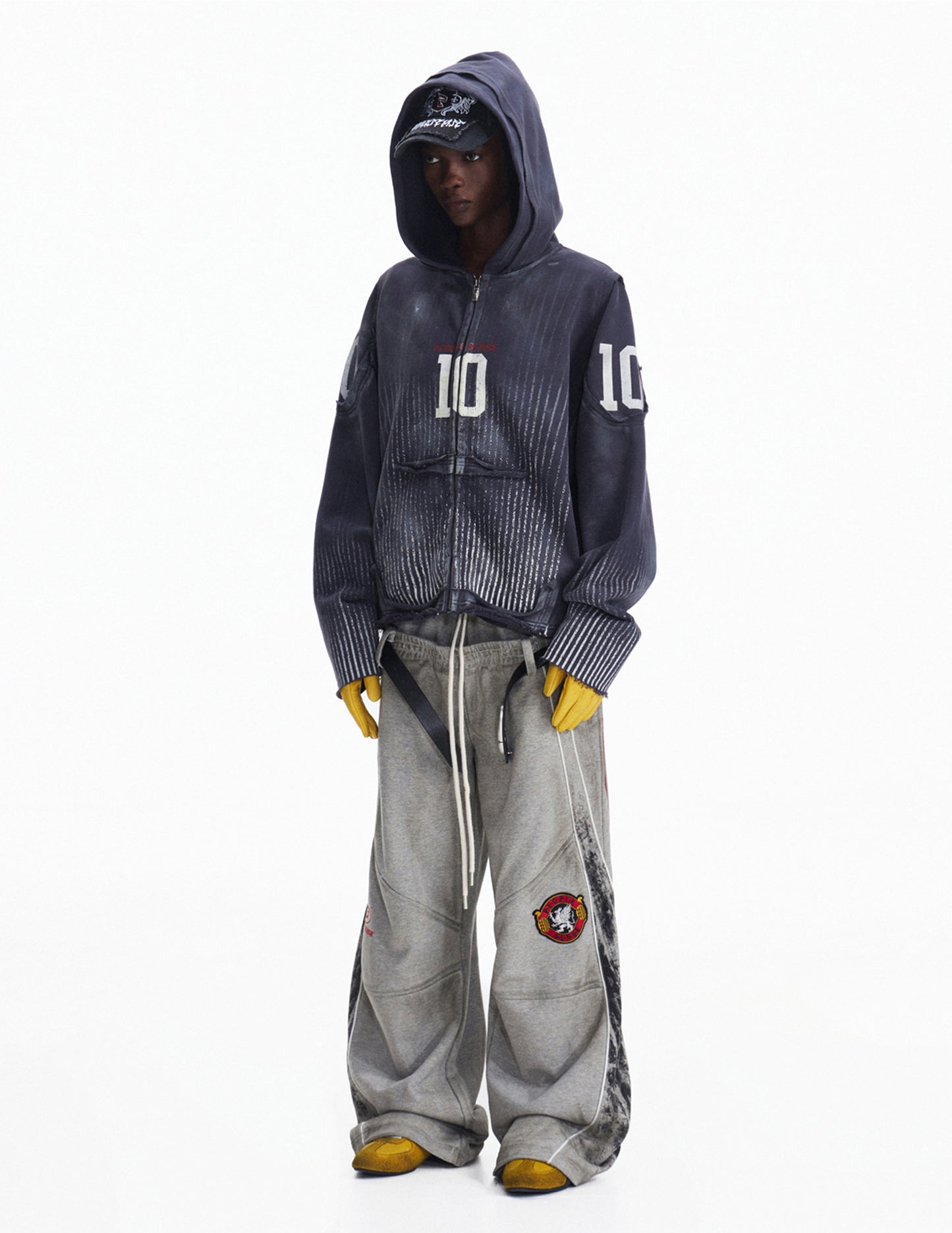 Distressed Hooded Sweatshirt