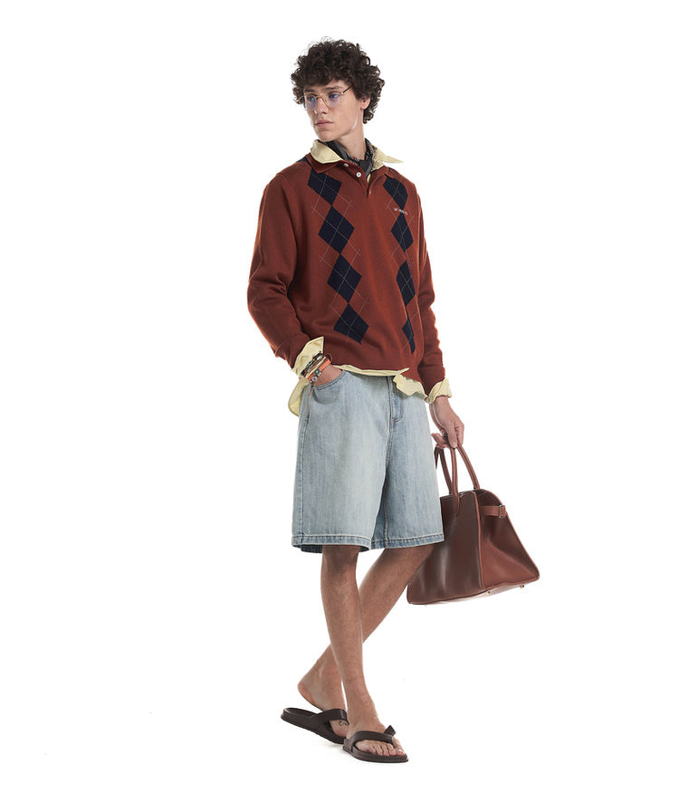 College Diamond Wool Polo Shirt