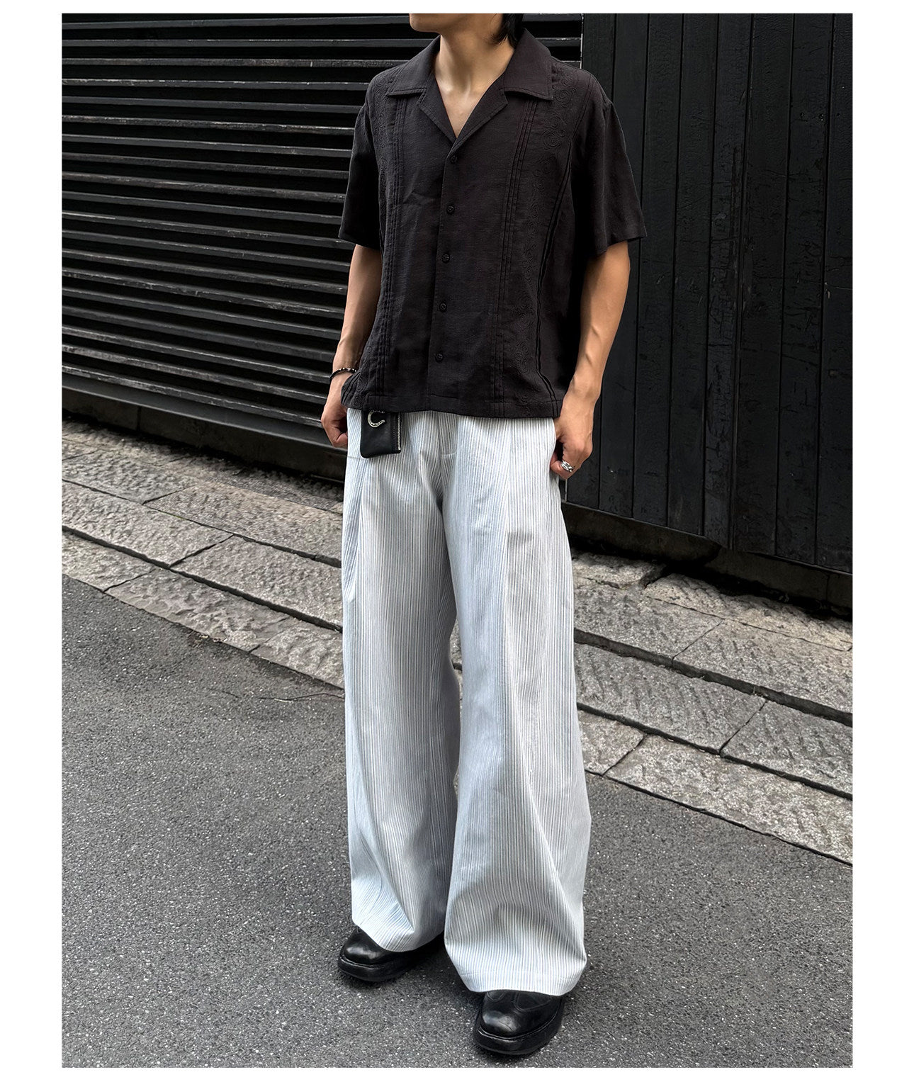 Casual Pants with 3D Color-Block Stripes