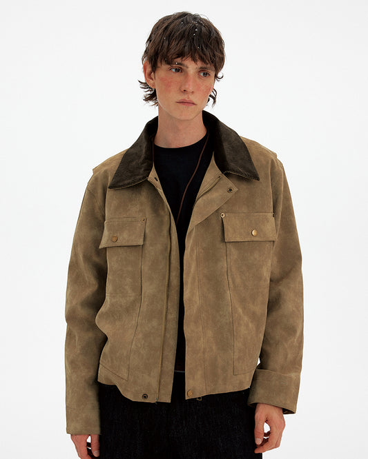 Unisex Corduroy Collar Jacket