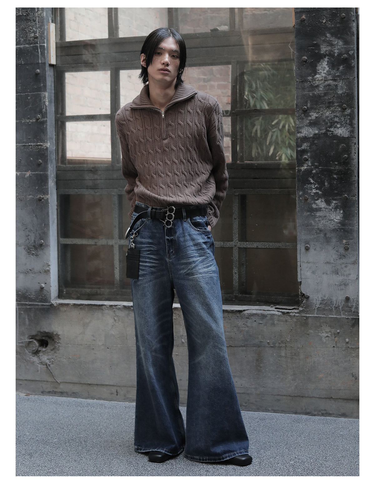 Half-zip cable sweater