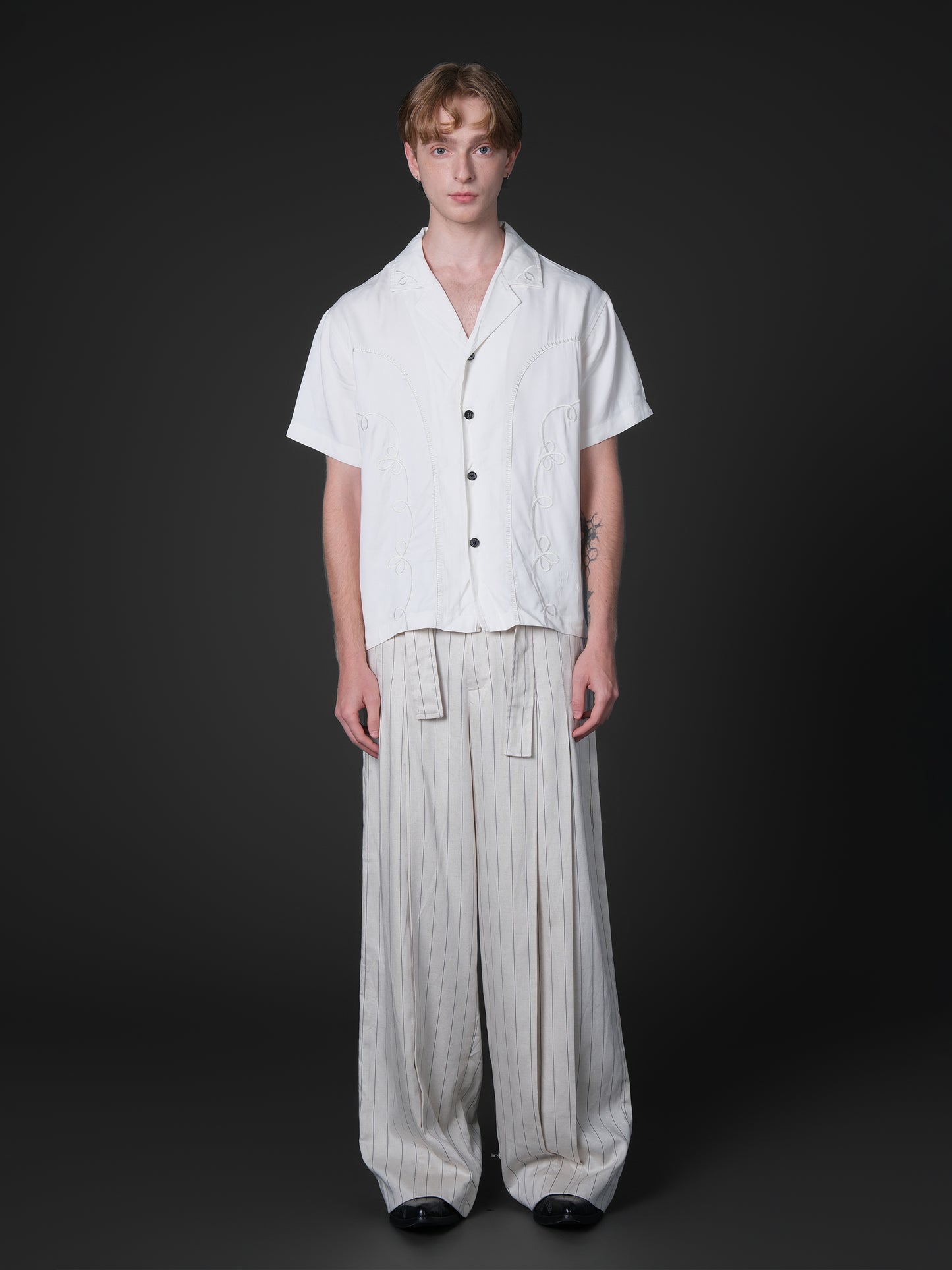 Striped casual wide leg pants