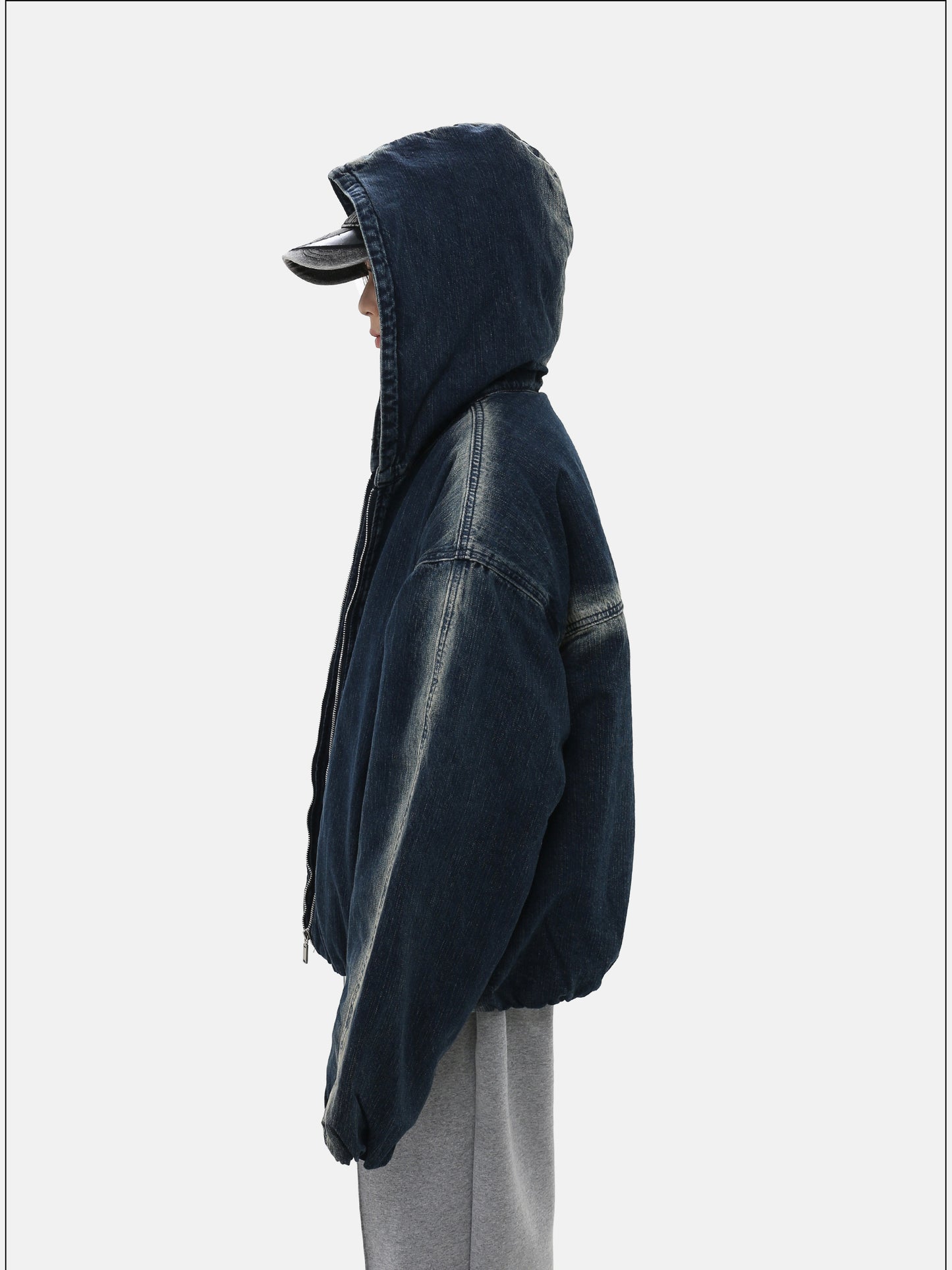 Loose-Fit Hooded Denim Jacket