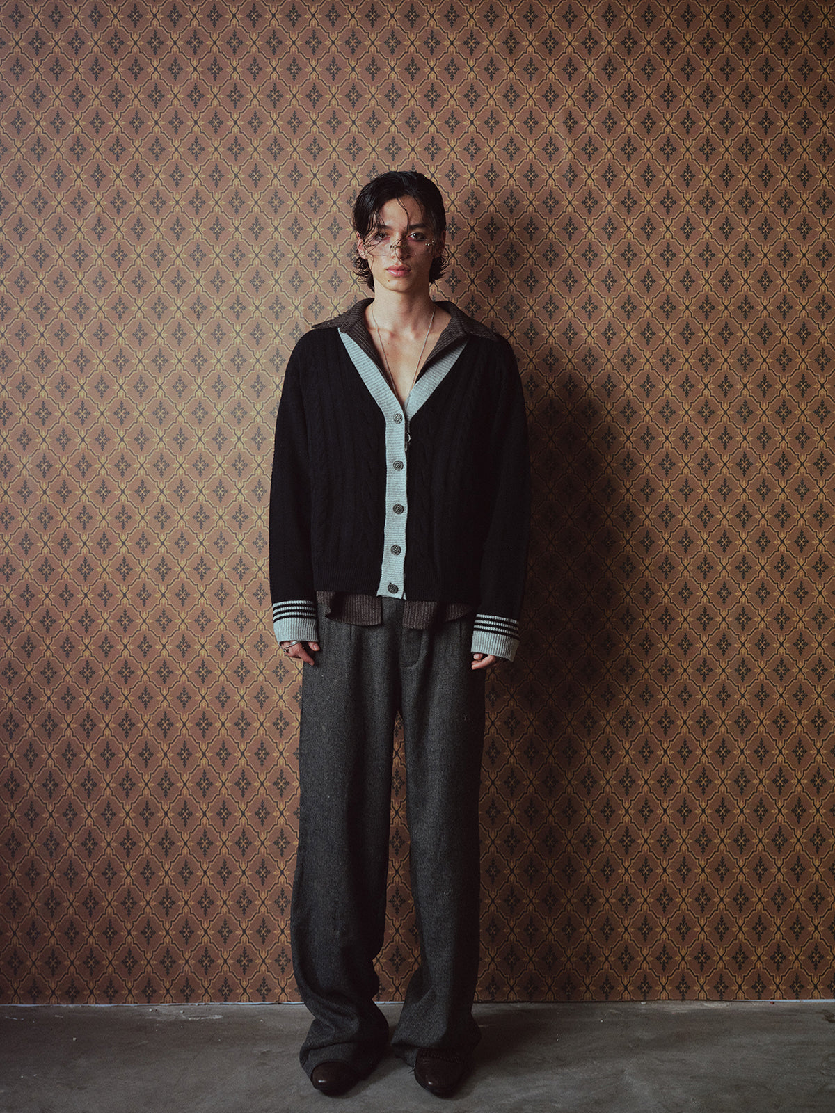 V-neck Cardigan with Metal Buttons