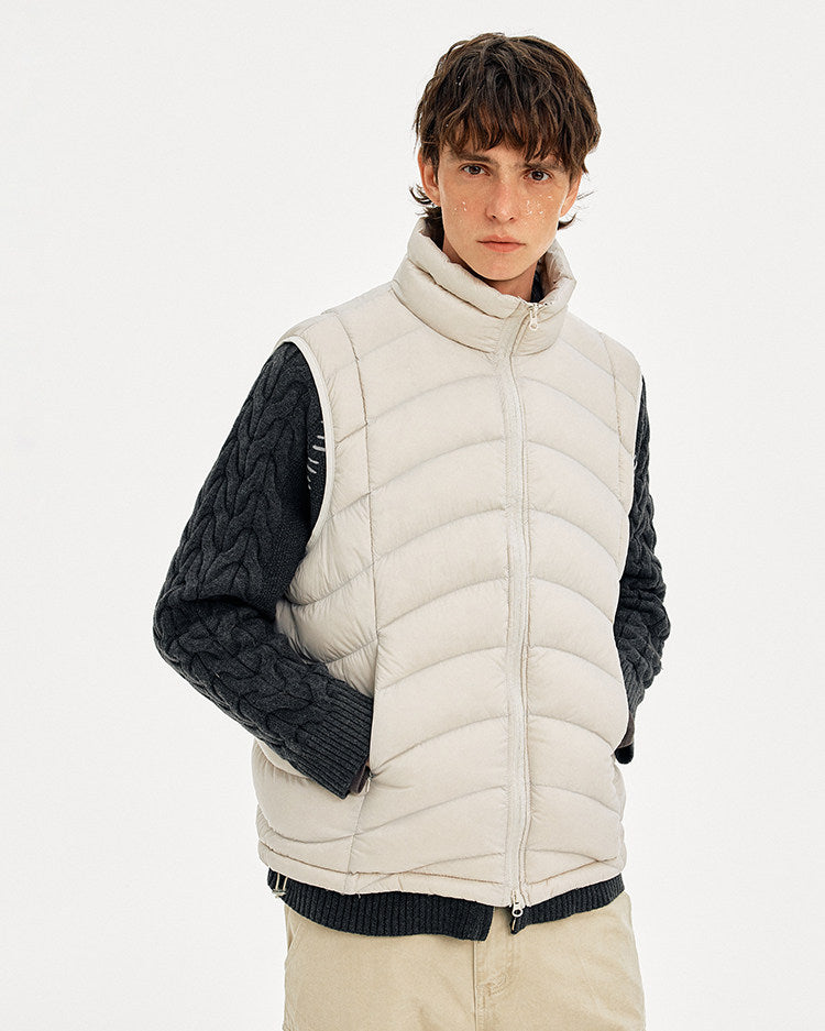 Simple Rib Collar Down Vest