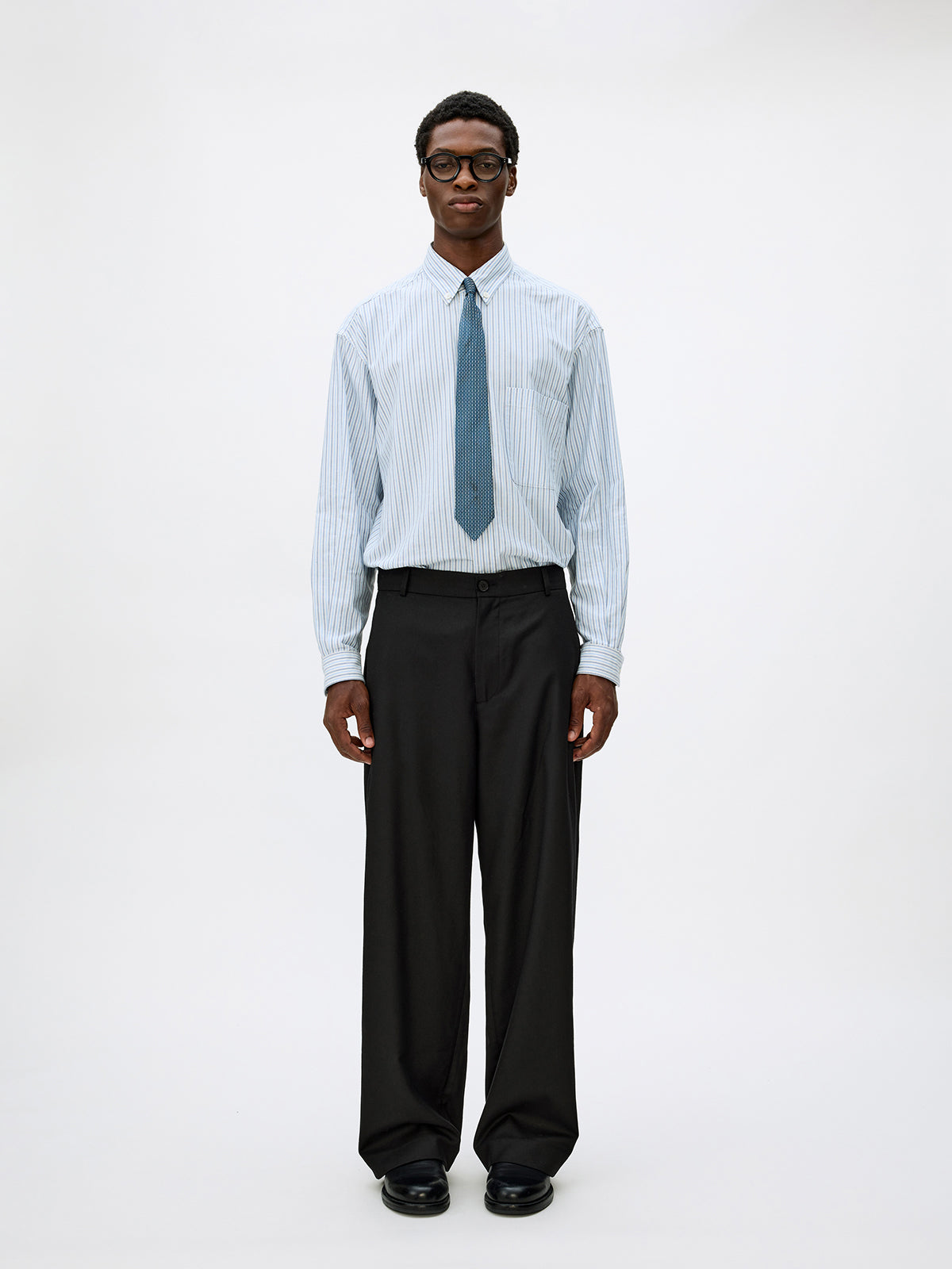 Straight-Leg Pleated Casual Pants