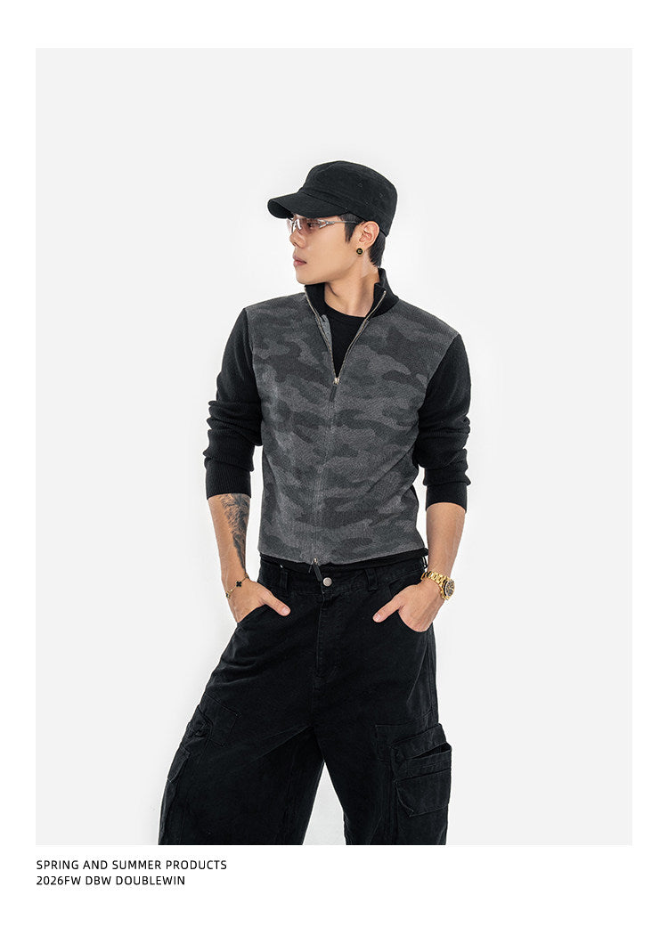 High-Neck Knit Cardigan