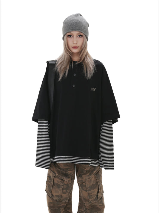 Faux two-piece polo shirt