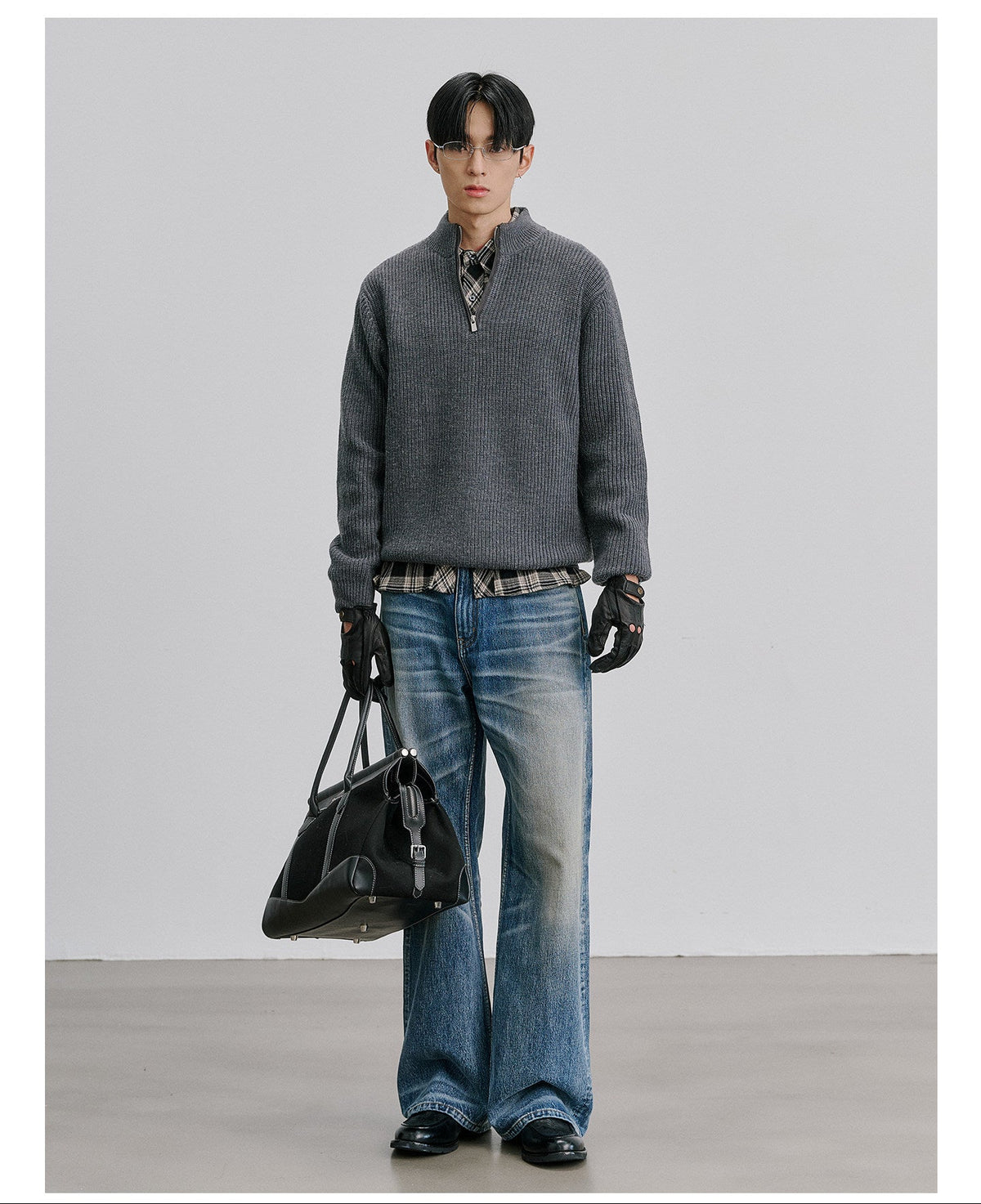 Clean-Fit Design Half-Zip Sweater
