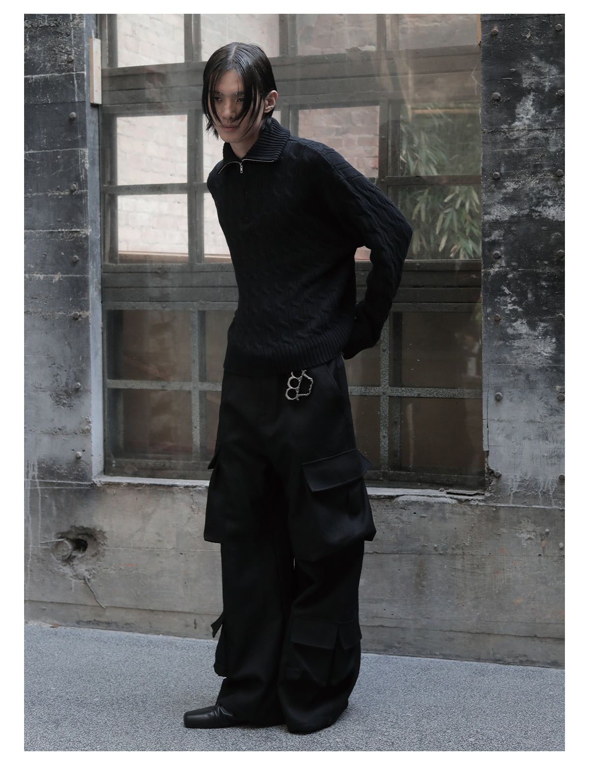 Half-zip cable sweater