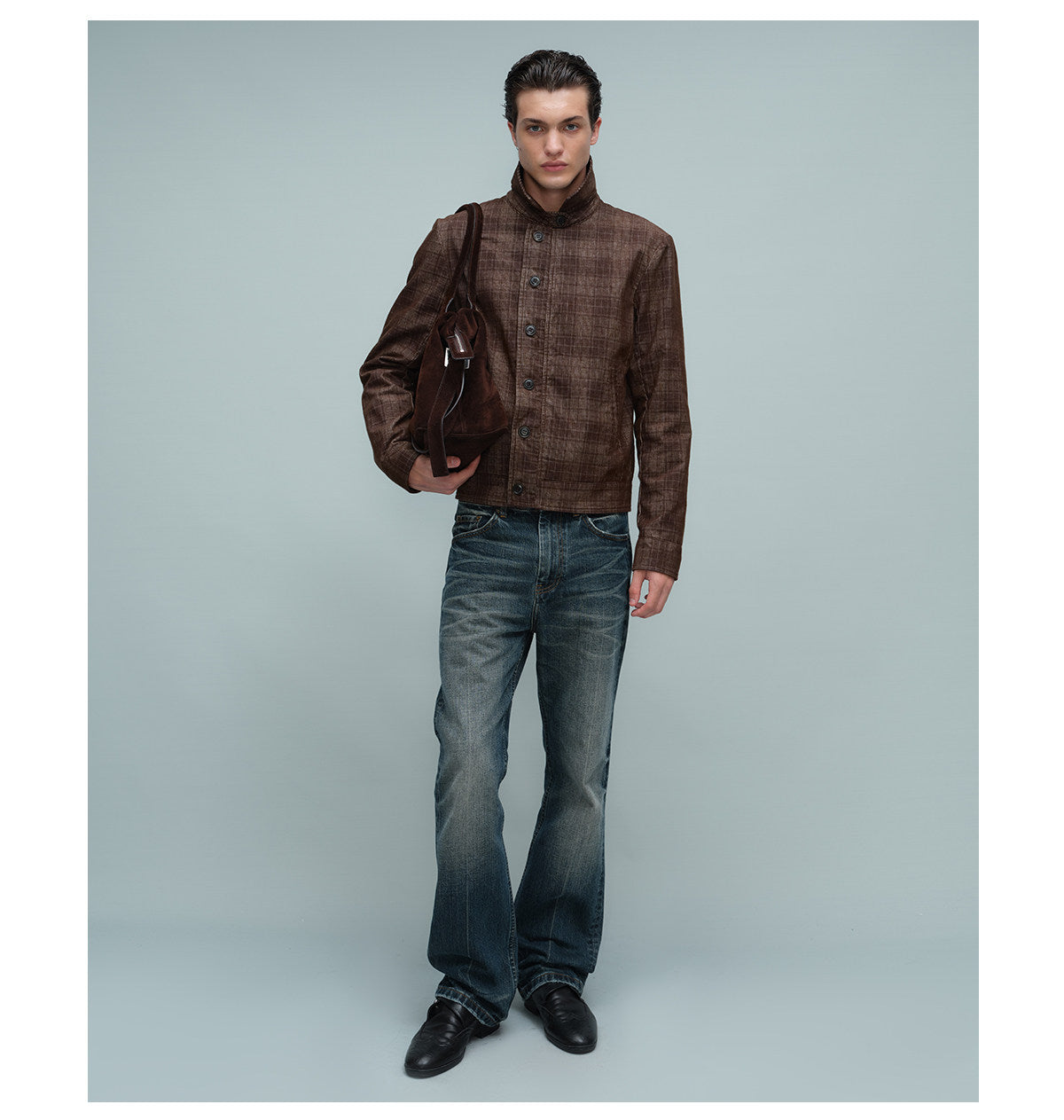 Checkered Corduroy Harrington Jacket