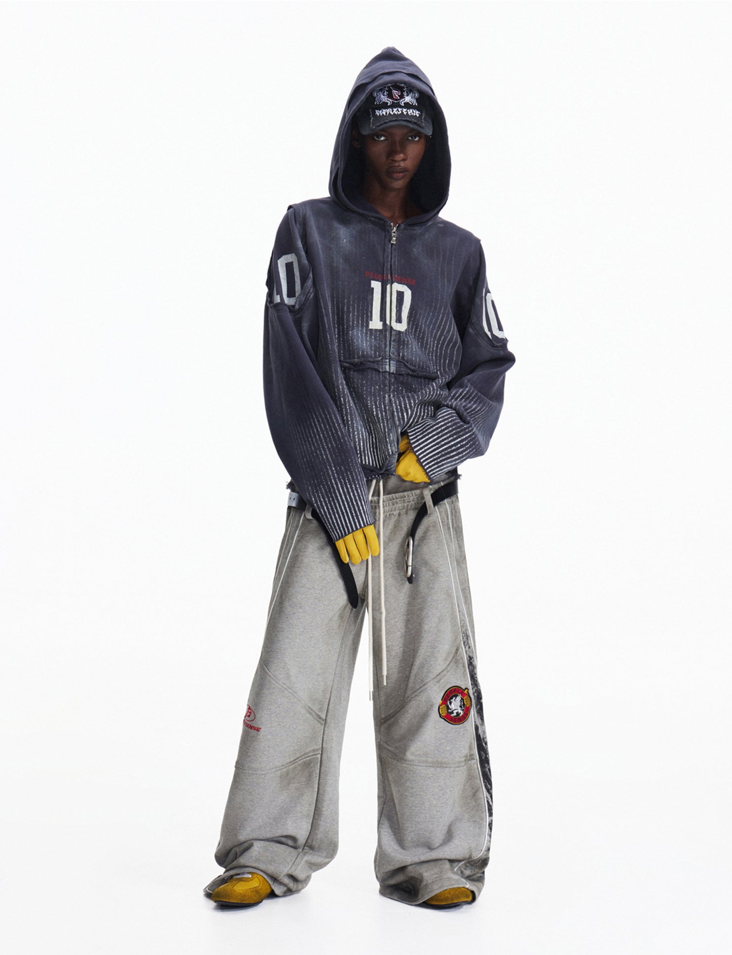 Distressed Hooded Sweatshirt