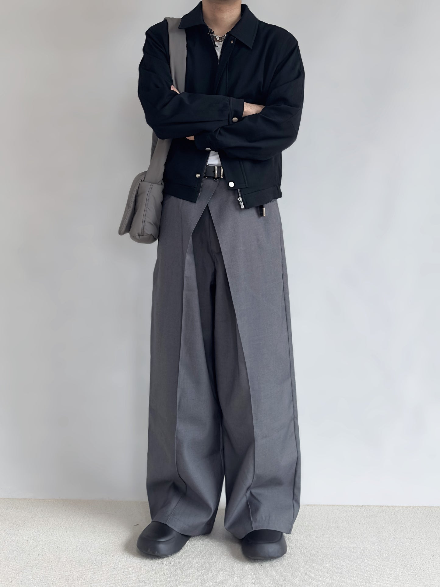 Wide Leg Pleated Straight Pants