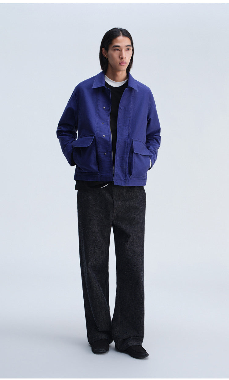 Casual Jacket with Stand-Up Collar and Patch Pockets
