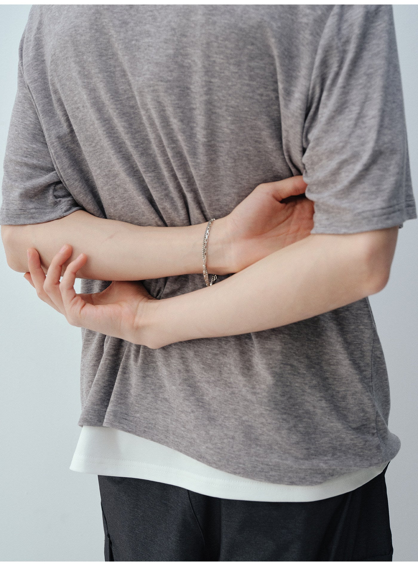 Button-down Collarless T-shirt