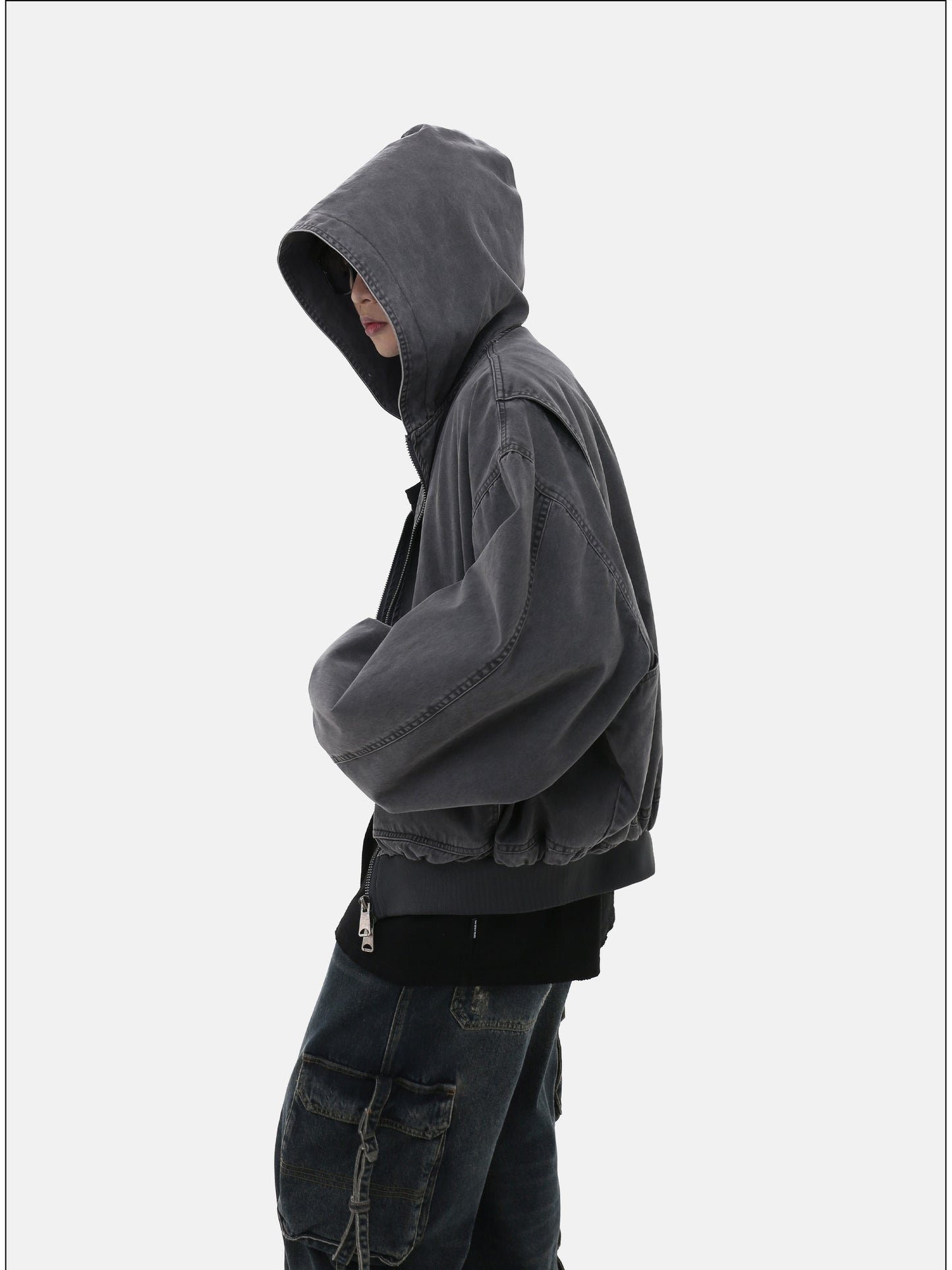 Unisex Short Wide Hooded Jacket