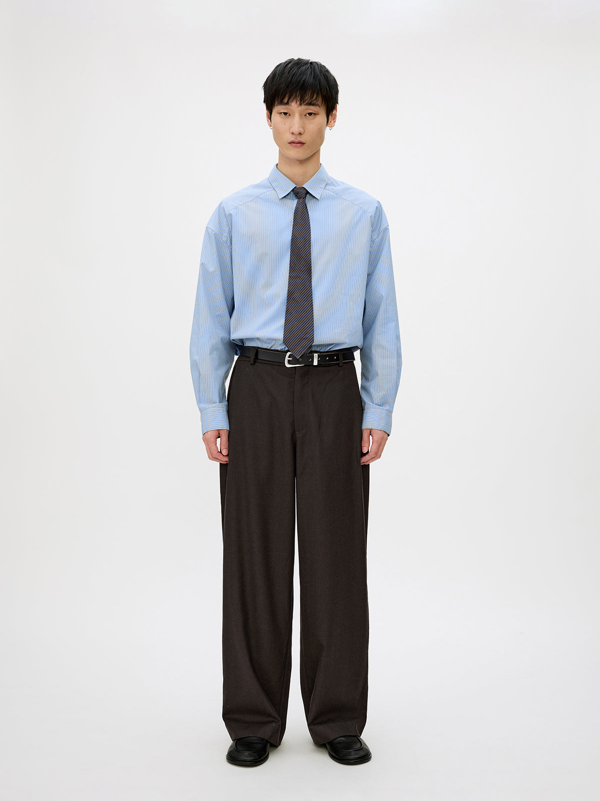 Straight-Leg Pleated Casual Pants