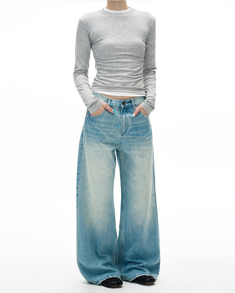 Distressed Straight-Leg Jeans