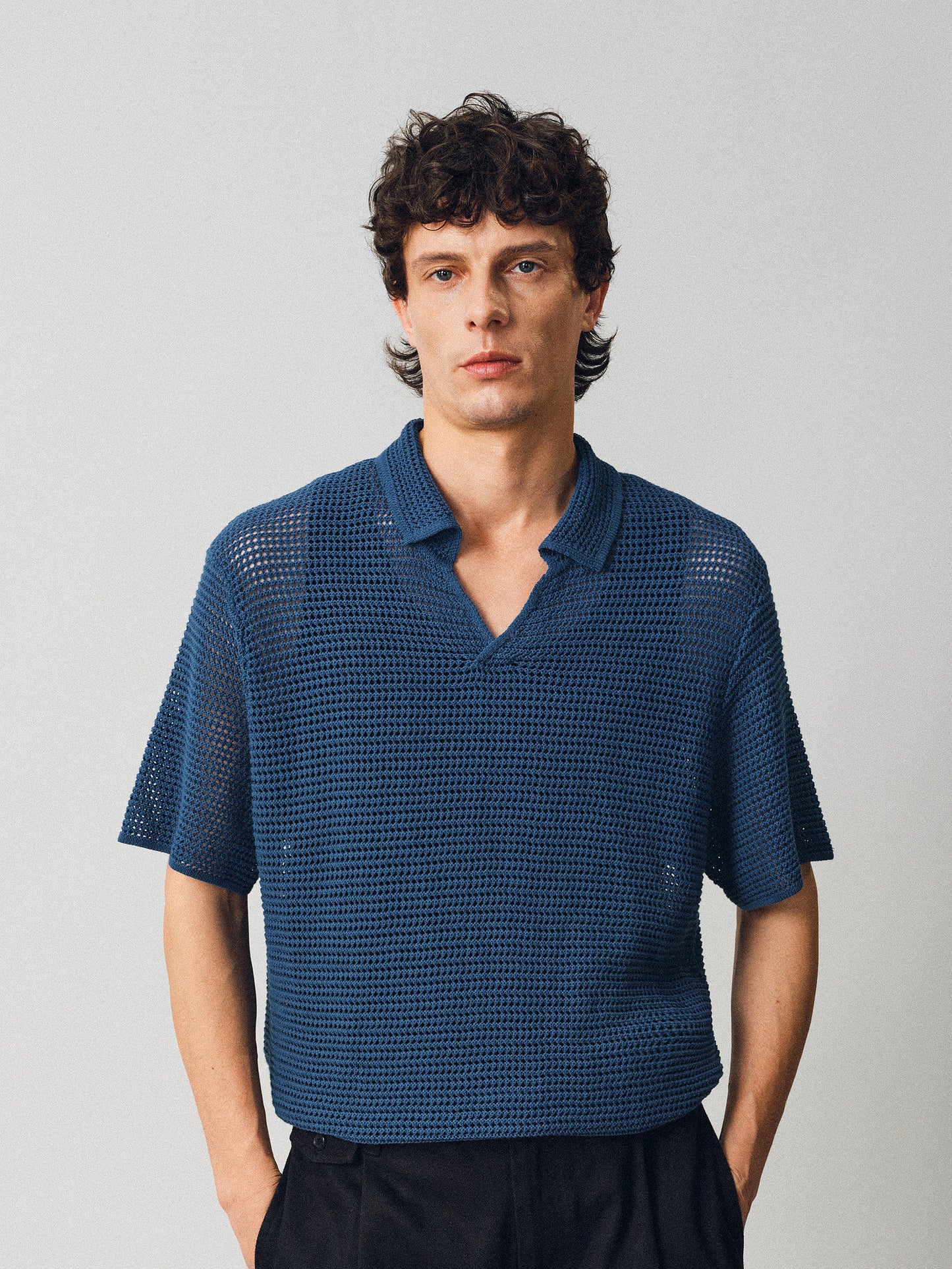 Hollow-knit Polo Shirt