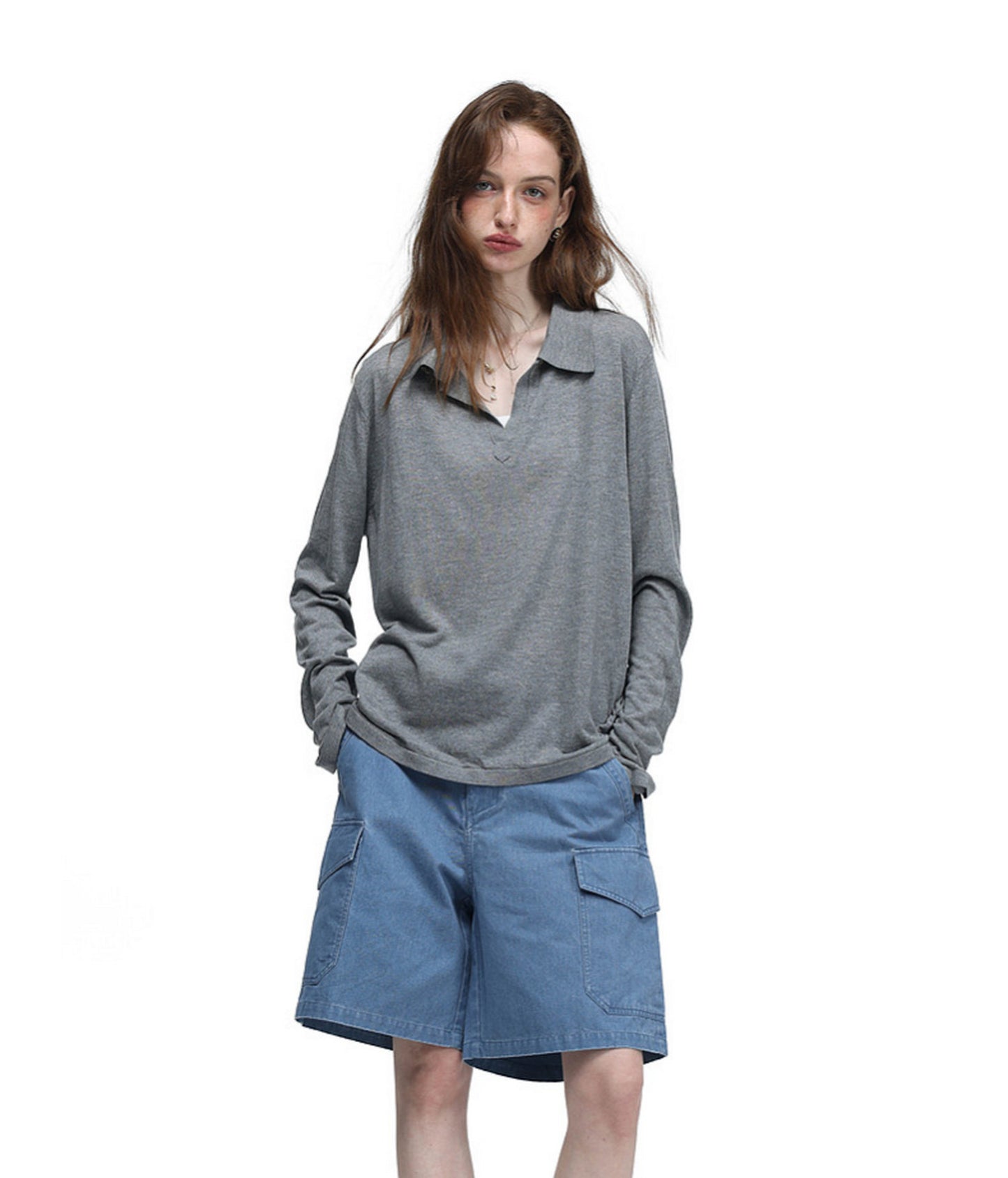 Linen-Blend Knit Polo Shirt