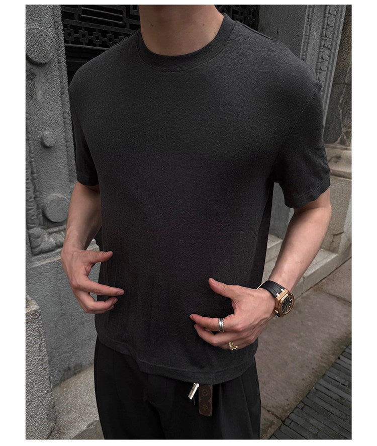 Straight-Shoulder Crew-Neck T-Shirt