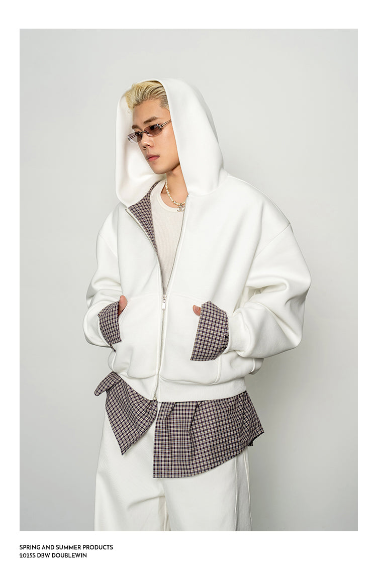 Contrast Color Fake Two-Piece Sweatshirt