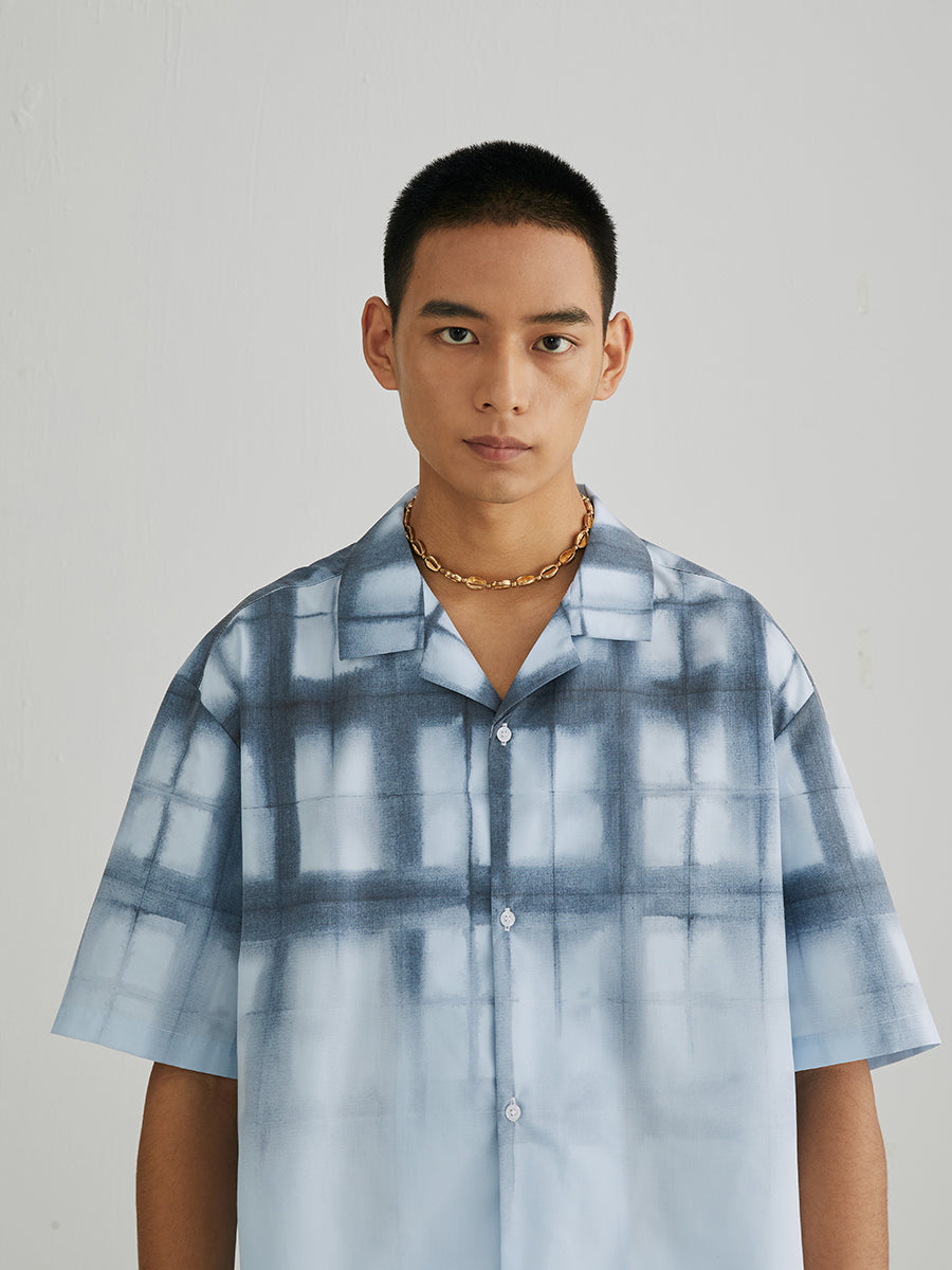 Gradient Check Printed Shirt