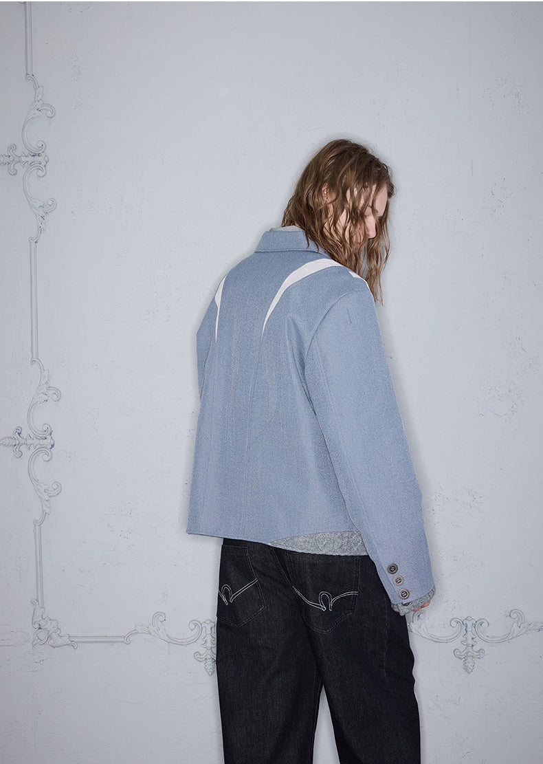 Mixed-Material Casual Jacket