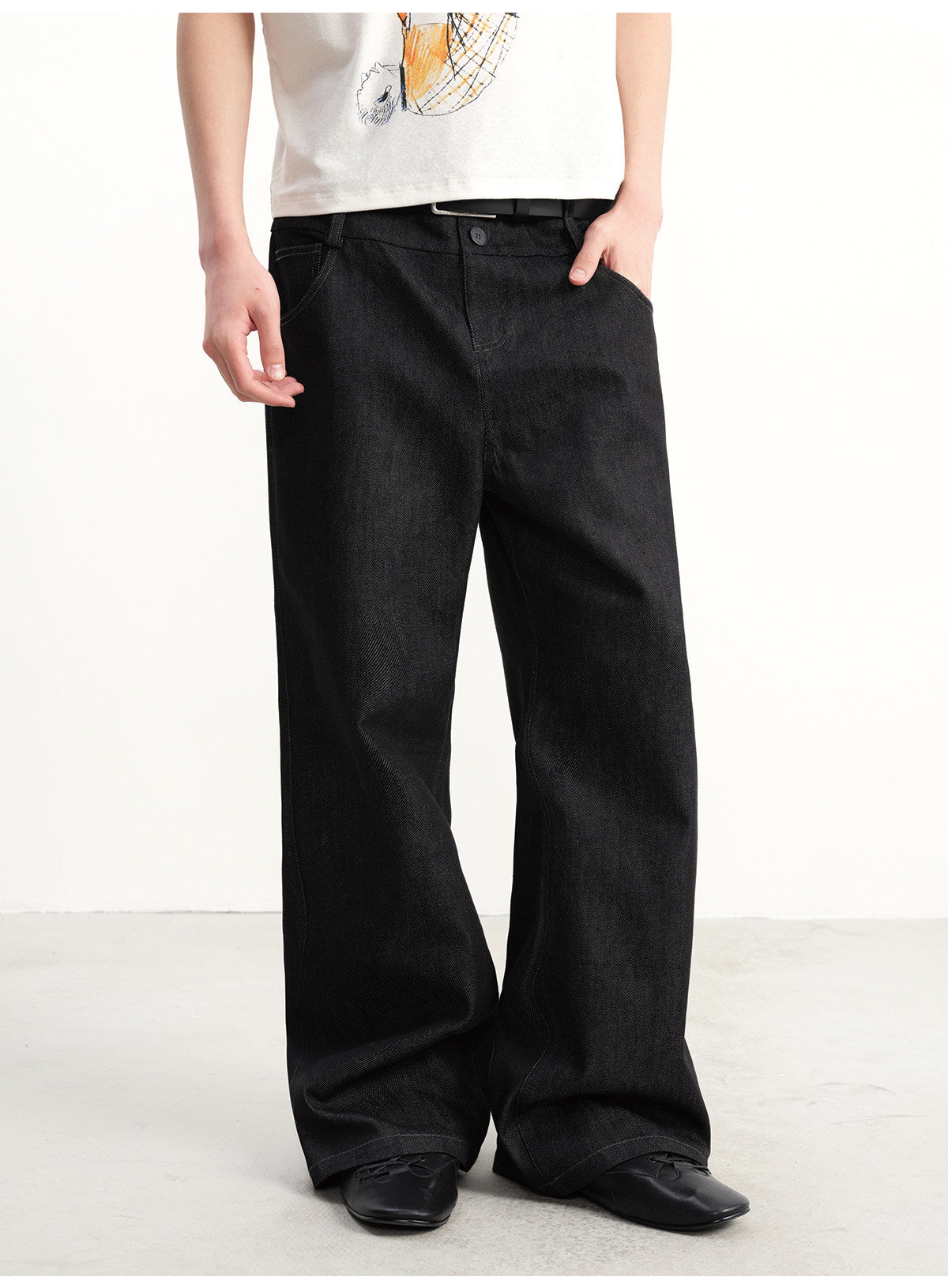Double-Waist Raw Denim Pants
