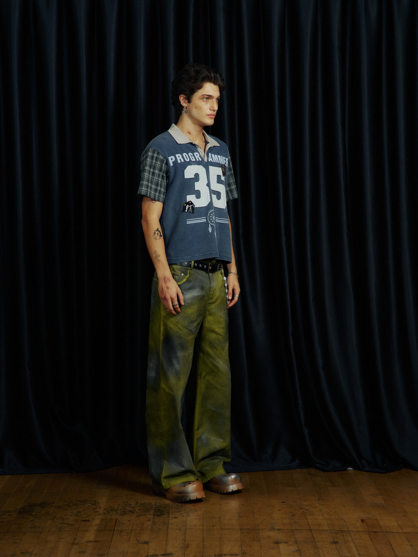 Checkered Waffle Polo Shirt