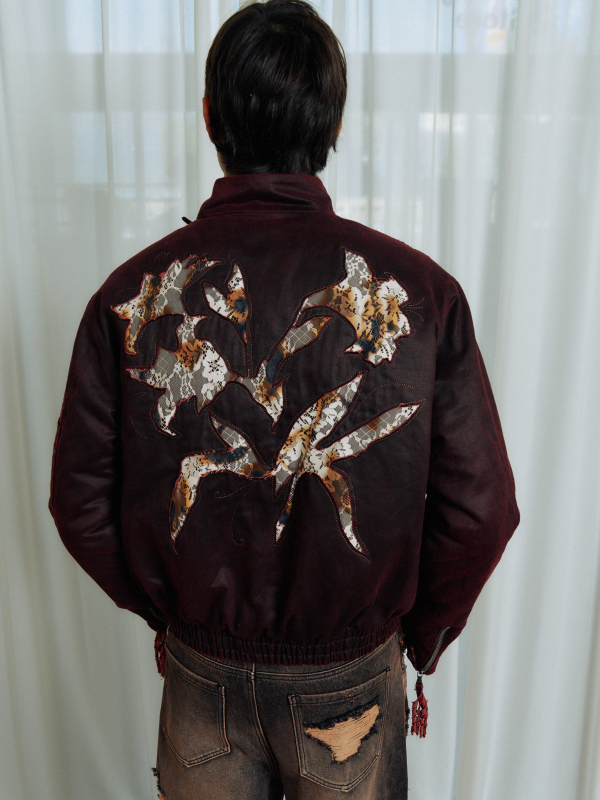 Faux Suede Embroidered Jacket