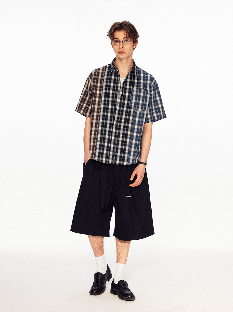 Retro Color-Block Checkered Shirt