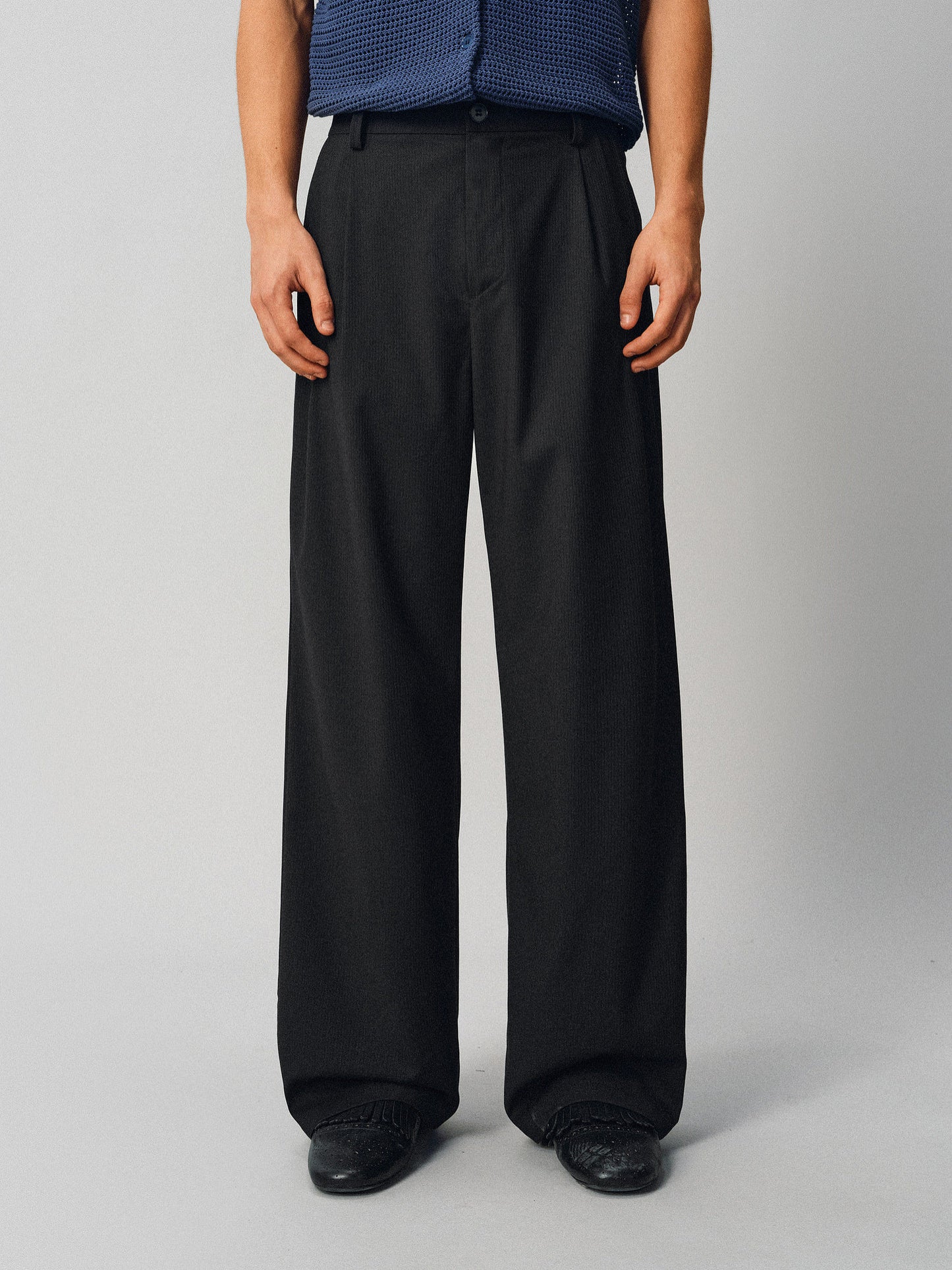 Casual Pants with a Triple-Fold Elastic Waistband