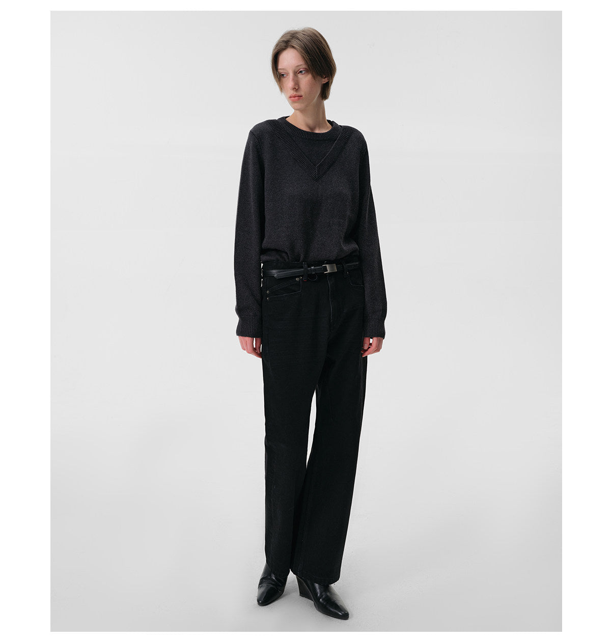 Two-Tone Fake Two-Piece Knit