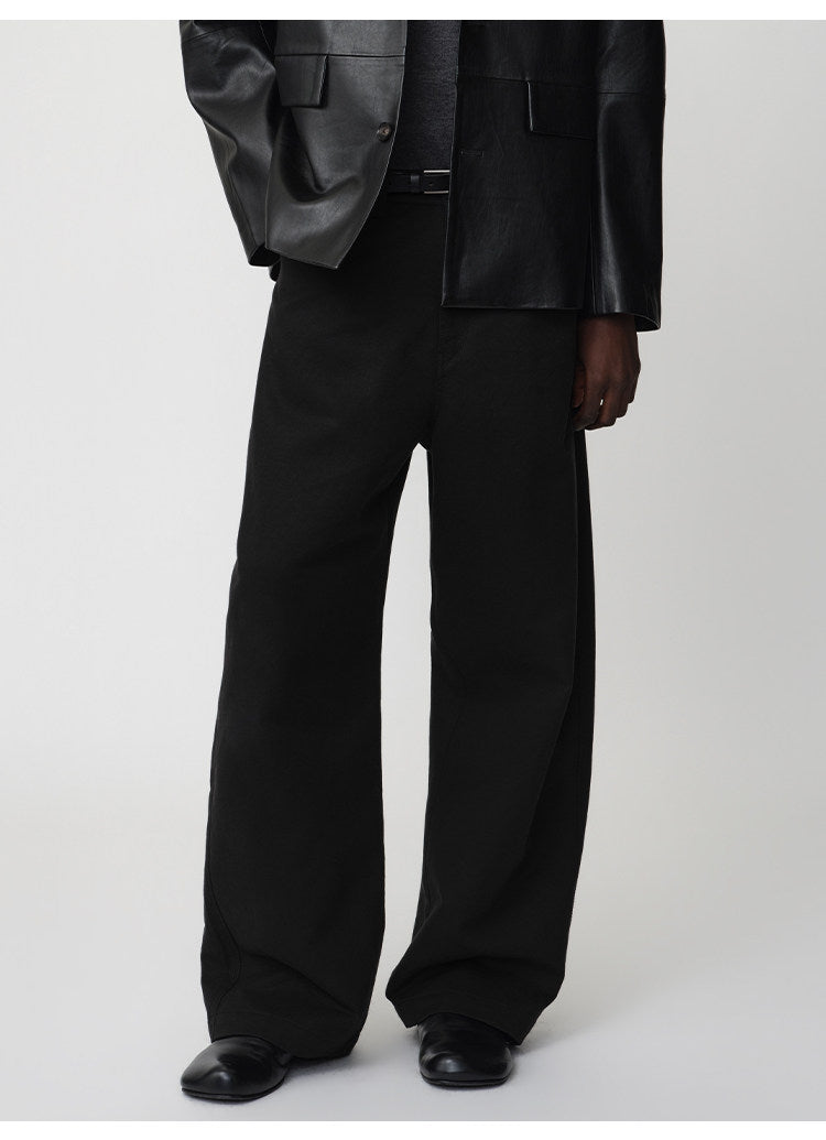 Curved Straight-Leg Casual Pants