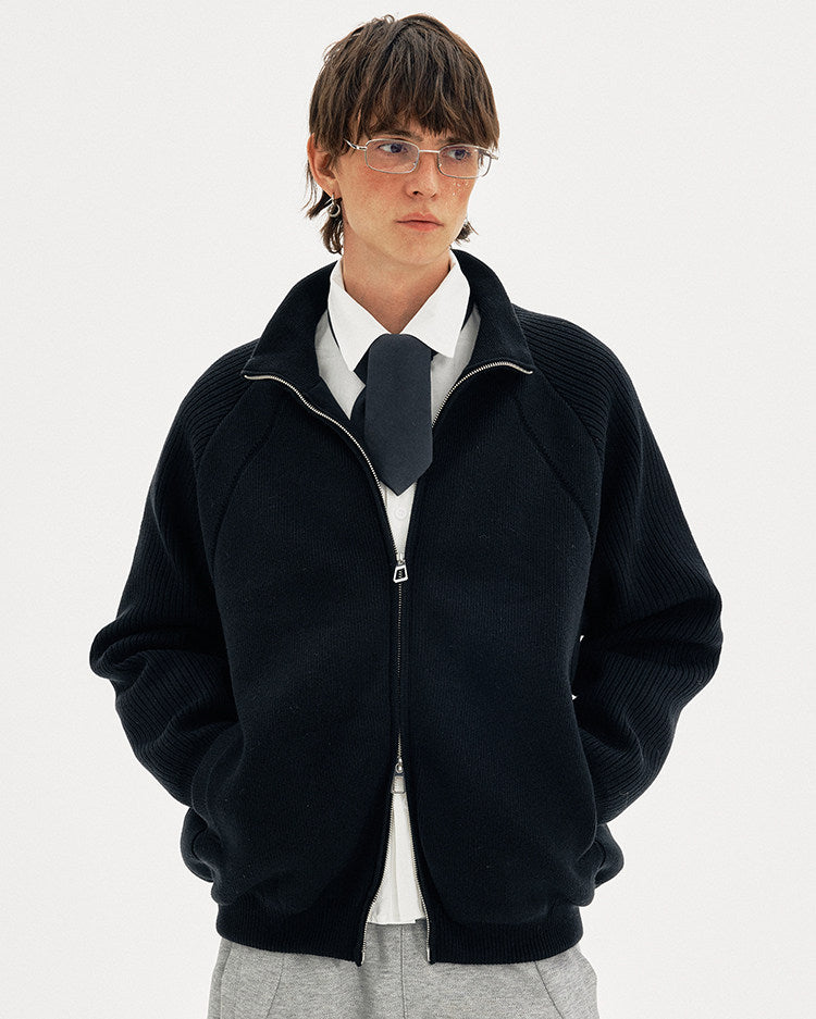 Stand Collar Knit Jacket