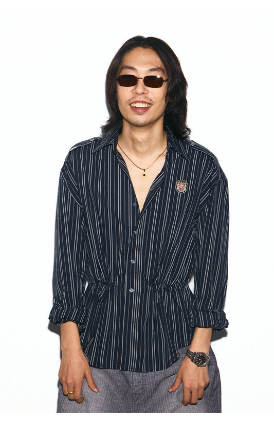 Striped Waist-Tied Shirt